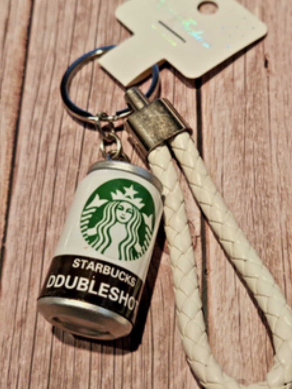 Starbucks White & Green Mini Can Keychain with Braided Strap and red and  nwt